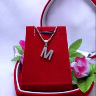 925 silver letter pendant. initial M charm pendant