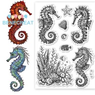 1Sheet Custom PVC Plastic Clear Stamps for DIY Scrapbooking Photo Album Decorative Cards Making Sea Horse 160x110mm