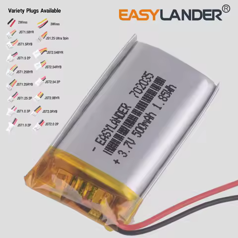 Plugs JST1.25 2P JST2.0 2P 702035 3.7V 500mAh Rechargeable Lithium Lipo Li-ion Polymer Battery