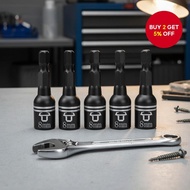 5 Piece Hex Magnetic Socket Wrench Set with 8mm and 42mm Adapters for Screwdriver Versatility