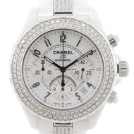 【日本直送】CHANEL J12 後鑲鑽計時碼錶 cal.2894-2 H1007 陶瓷 × 鑽石 自動上鍊 計時碼錶【二手】