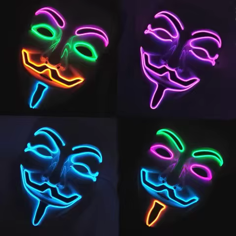 Halloween LED Vendetta Mask Night Club Carnival Party Festival Decoration Cosplay Vendetta Guy Fawke