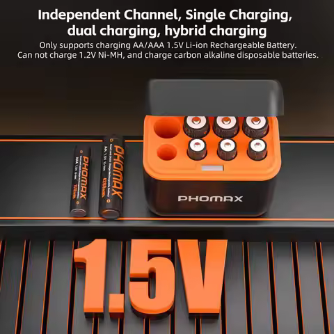 PHOMAX Rechargeable Batteries AA/AAA 4200mWh 1100mWh High CapacityLithium Battery 8 Slots USB-C fast