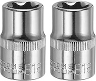 QUARKZMAN 1/2 Inch x E18 Torx Bit Set, 2 Pieces Torx Nut Set, Screwdriver Hexagonal Sockets, Drive D