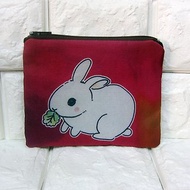 可客製手寫名字 兔子吃青菜 白兔 rabbits 鑰匙包 零錢包 卡片包