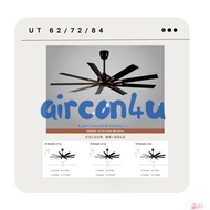 REGAIR UT 84 CEILING FAN (9 ALUMINIUM BLADES) (16 SPEED REMOTE CONTROL) (MATT BLACK + GLOD)
