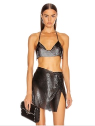 กระโปรงสายคาดเอวแฟชั่นผู้หญิงผ้าเสื้อท๊อปคอเสื้อกล้ามฝังเพชรเพชรน้ำ Zq4061vest