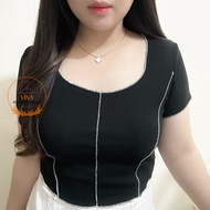 Heejin Rib Longshort Women's Top | Women's Stretch Rib Crop Top