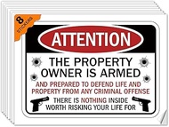 2nd Amendment Warning Stickers, 8 Pack, 4x3 Inch, UV Resistant Waterproof Decals for Home Security, 