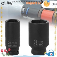 OLINI Heavy Duty Wrench, 6 Point 24mm 36mm Impact Socket Wrench, 1/2" Drive Long Socket Wrench Auto 