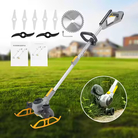 Electric Lawn Mower Cordless Grass Trimmer LED Display Cordless Garden Pruning Strimmer Cutter Tool 
