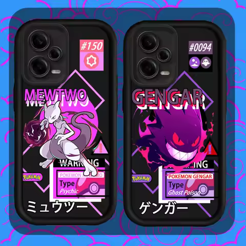 P-Pokemon Elf Gengar Mewtwo Case For Xiaomi Redmi Note 13 14 12 11 Pro Plus 5G 14S 12S 11S 10S 10 9 