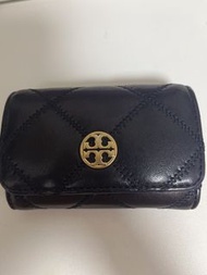 Tory Burch 黑色菱格銀包 (logo 有損耗)