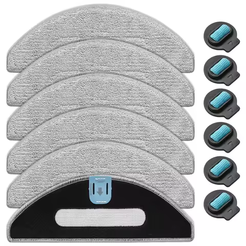 Replacement Mop Pads for IRobot Roomba Combo I5/I5+/J5/J5+,6 Microfiber Mopping Pads+6 Wicks, Washab