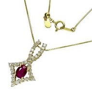 0.46ct Ruby and 0.40ct Diamond Necklace in 18K Gold, 3.9g, 46cm, Women's