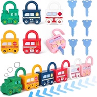 Baby Learning Lock with Key Car Game - Mini Car Model - Montessori Unlock Car Toy - Number Matching 
