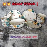 💥 READY ❤️ CERAMIC ENGLISH STLE DINNER SET KITCHENWARE SET PINGGAN MANGKUK SERAMIK BUNGA corelle murah vintage siti