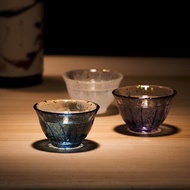 【新品】日本津輕 庄內 金箔水藍清酒杯 70ml