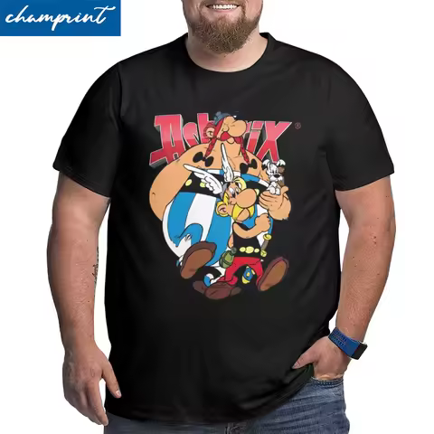 Leisure Asterix And Obelix T-Shirts Men O Neck Cotton T Shirt Short Sleeve Big Tall Tees Plus Size 4