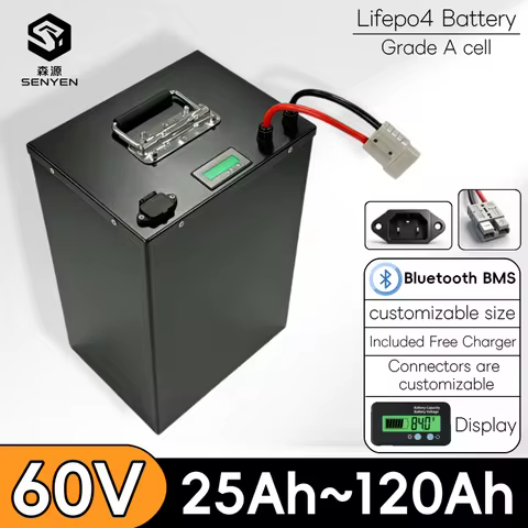 60V 25Ah 30Ah 40Ah 50Ah 65Ah 80Ah 100Ah 120Ah lifepo4 Lithium battery pack with Bluetooth APP BMS 30
