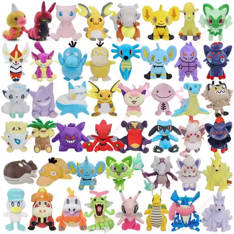 63 Styles Pokémon Plush Mew Gengar Zorua Shinx Greninja Alolan Vulpix Mewtwo Garchomp Clodsire Riolu