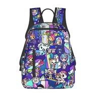 Tokidoki Cute Cartoon 14.7 Inches Backpacks Book Bag for Students Commuting, Print Backpack Durable Travel Bags with Multiple Zipper Pockets Design Rucksack for Outdoor