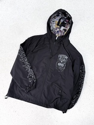 Huskey Clothing - Jaket Parasut Logo pinwheel Hitam Pria Waterproof