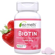 EZ Melts Biotin - Daily Vitamin B7 for Healthy Hair, Skin & Nails - Energy Metabolism Support - No A