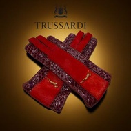 ⛄️ 義大利TRUSSARDI | 紅紫色優質蟒蛇皮革+牛羊革金色配件手套Size:M#二手