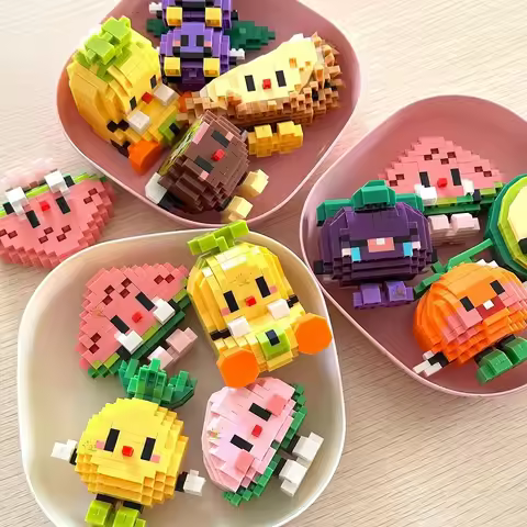 Mini Cute Fruit Micro-Particle Building Blocks,3D Diamond Shaped Food Building Blocks, DIY Assembly 