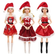 30cm Christmas Doll Clothes Barbie Doll Dress Up Christmas Hat Set Fashion Doll Princess Dress Child