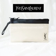 包郵專櫃 YSL Beauty 化妝袋米色黑白拼色帆布包收納包手爪包 by Yves Saint Laurent 聖羅蘭