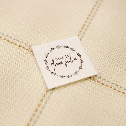 25x25mm 48 Piece ,Iron On Name Labels Cotton With Logo or Text Sewing Label Organic Label Etiquetas 