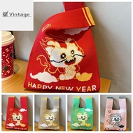 DATURAS Weave Knot Wrist Bag Cartoon Large Capacity New Year Knitted Bag Cute New Year Gift Dragon Tote Bag Ladies