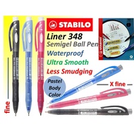 Stabilo Retractable Semigel BallPen 348 Liner Fine XF ballpoint Free Stabilo Pen68 Brush (Pena mata 