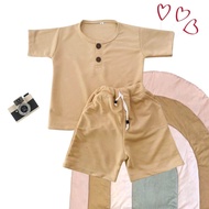 setelan anak kancingan polos set kiano 1-5 tahun