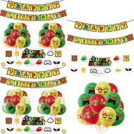 Super Anime Game Mary Mario Balloons Cake Topper Banner Birthday Decor Party