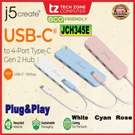 J5CREATE Eco-Friendly USB-C to 4-Port Type-C Gen 2 Hub(JCH345EW/JCH345ER/JCH345EC)