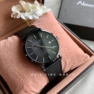 Alexandre Christie 8653LDLIPBA Black dial Black case Black Leather strap Quartz Women Watch 34mm