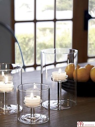 {TYUYIU} Glass Candlestick European Romantic Birthday Party Dinner Candle Cup Hotel Restaurant Model