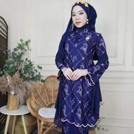 IRIS RAFAEL Fedora Kurung Riau Dewasa | Cotton Embroidery | Floral Design |