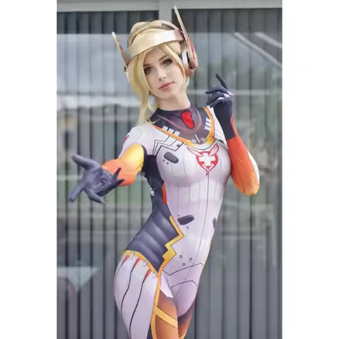 Adults Kids Mercy D.VA Cosplay Costume Female Girls Woman Superhero 3D Print Mercy dva Zentai Bodysu
