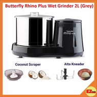 Butterfly Rhino Plus Table Top Wet Mixer Grinder, 2L (Grey), Compact, Roller Stone, 1 Year warranty