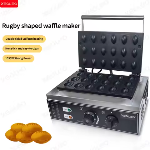 XEOLEO Electric Waffle Maker 1550W Rugby Ball-Shaped Waffle Machine Rugby Ball / Walnut Crispy Cooki