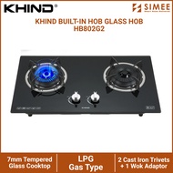 KHIND BUILT-IN HOB GAS HOB TEMPERED GLASS COOKTOP HB802G2