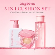 Glad2Glow 3 In 1 Set -Perfect Cover Cushion + Cherry Blossom Makeup remover + Milk Amino Acid Gentle