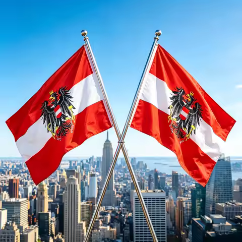 Austria Flag with Eagle Coat of Arms, Vivid Polyester Banner, Patriotic Austrian National Flag for I