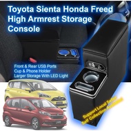 Toyota Sienta Honda Freed LED USB Multi-Function High Armrest Storage Console Box