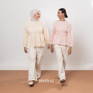 BWBYAZ - Pamela Shirred Blouse (READY STOCK)