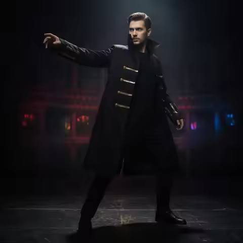 Coat with Gold Trim Open Front Long Coat Gothic for Cosplay, Theater, Cosplayers